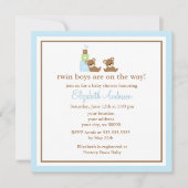 Blauw Beren Twins Baby shower Kaart (Voorkant)