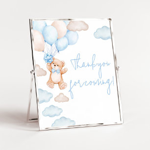 Blauw berenballon babyborrel Dank je voor je komst Poster