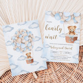 Blauw berenballon babyborrel kaart