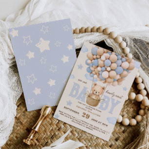 Blauw berenballonnen Beren wachten babyfeest  Kaart