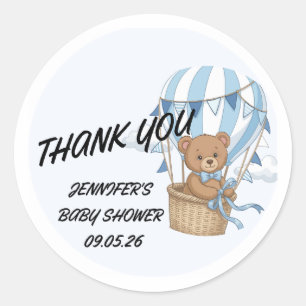 Blauw Berenjongens Baby Shower Bedankt Klassiek Ronde Sticker