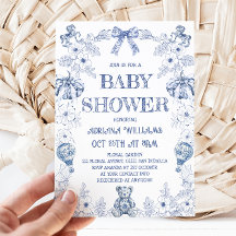 Blauw berenpompoen toiletjongen baby shower