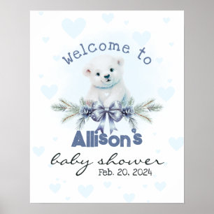 Blauw berenwelpje Cute Baby Shower Welkomstbord Poster