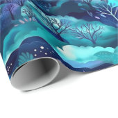 Blauw bergen en ontwerp van de boom cadeaupapier (Rol Hoek)