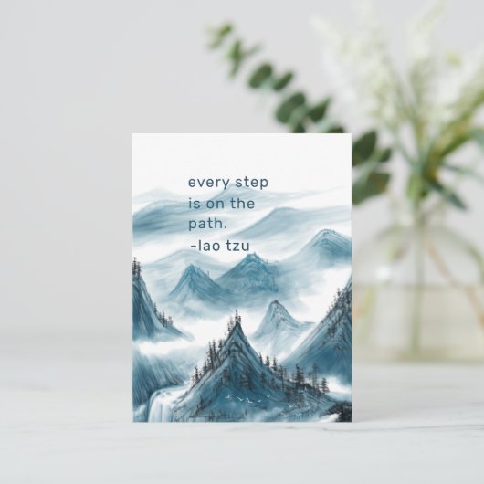 Blauw bergen Landschap die het Inspireren Citaat s Briefkaart (Staand voorkant)