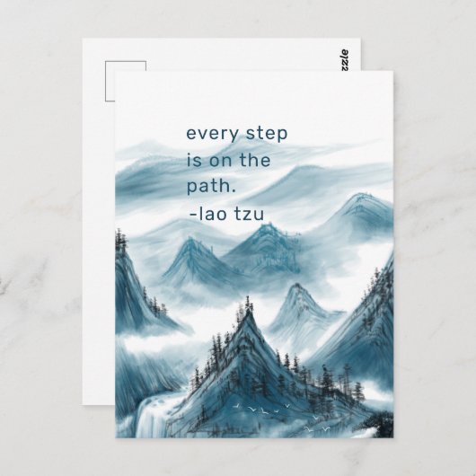 Blauw bergen Landschap die het Inspireren Citaat s Briefkaart (Voorkant / Achterkant)