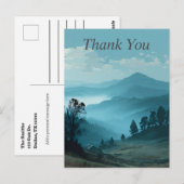 Blauw Berglandschap Dankkaart Briefkaart (Voorkant / Achterkant)