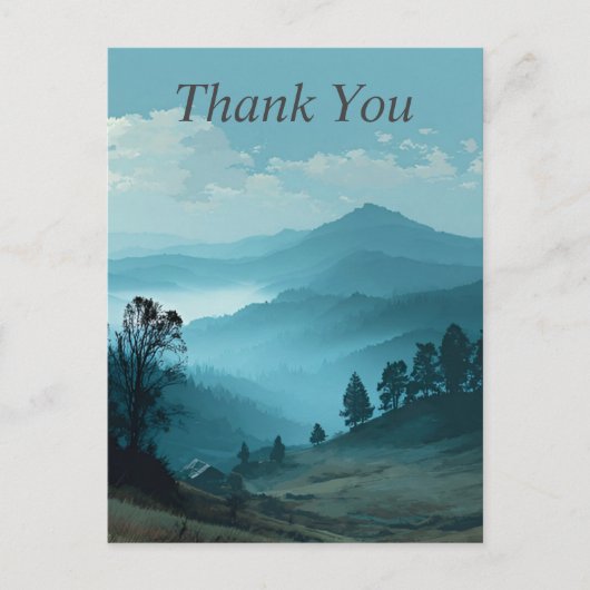 Blauw Berglandschap Dankkaart Briefkaart (Voorkant)