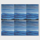 Blauw berglandschapsmatte omslagpapier cadeaupapier (Vlak)