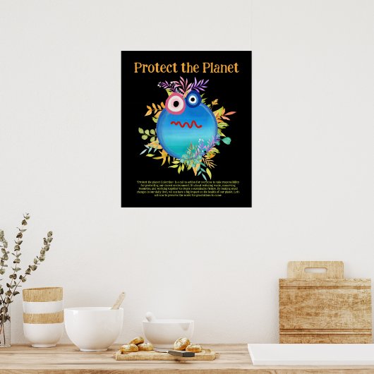 BLAUW BESCHERM HET PLANEET BEWAREN HET Poster VAN  (Keuken)