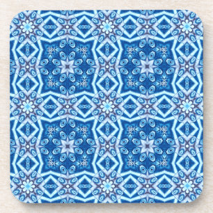 Blauw besneeuwd bloemenvierkant tegel patroon bier onderzetter