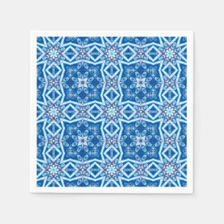 Blauw besneeuwd bloemenvierkant tegel patroon servet