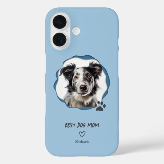 Blauw Beste Hond Moeder Foto Case-Mate iPhone Case (Achterkant)