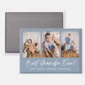 Blauw Beste Opa Ooit Drie Fotomagneten Magneet (Voorkant / Achterkant)