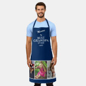 Blauw Beste Opa Ooit Keepsake 3 Fotocollage Schort (Gedragen)