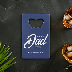 Blauw "Beste papa ooit" Custom Photo Creditkaart Flessenopener