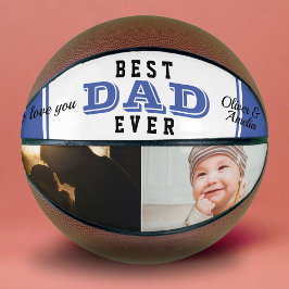 Blauw Beste Papa Ooit Vader Typografie 2 Foto Basketbal