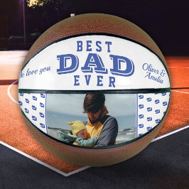 Blauw Beste Papa Ooit Vader Typografie Foto Basket Basketbal