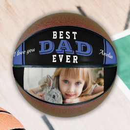 Blauw Beste Papa Ooit Vader Typografie Foto Basketbal
