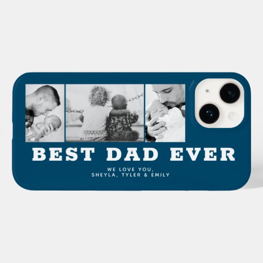 Blauw beste vader op dag 3 Foto Collage Case-Mate iPhone Case (Achterkant (horizontaal))