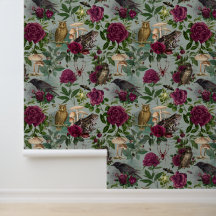 Blauw betoverd bos Goblincore behang
