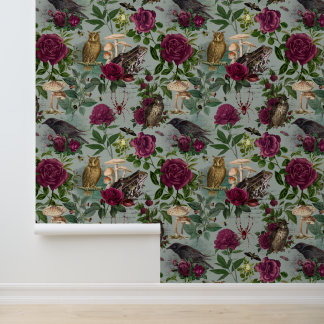 Blauw betoverd bos Goblincore behang