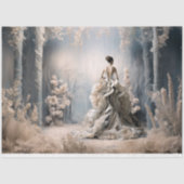 Blauw Betoverd Papier Bos Elegant Vrouw Portret (Voorkant)