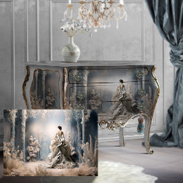 Blauw Betoverd Papier Bos Elegant Vrouw Portret