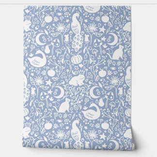 Blauw betoverde magische tuin sprookjesachtige beh behang