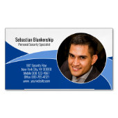 Blauw beveiligingsprofiel Aangepaste foto QR-code Magnetisch Visitekaartje (Voorkant)