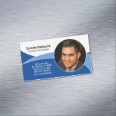 Blauw beveiligingsprofiel Aangepaste foto QR-code Magnetisch Visitekaartje (Voorbeeld)