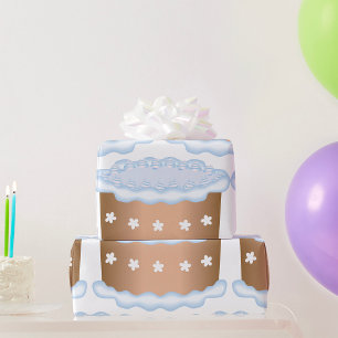 Blauw Bevroren Cake Bakkerij Dessert Cadeaupapier