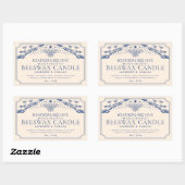 Blauw Bewerkbaar Witchy Tarot Honingbij Kaars Labe Rechthoekige Sticker (Vel)