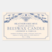 Blauw Bewerkbaar Witchy Tarot Honingbij Kaars Labe Rechthoekige Sticker (Voorkant)