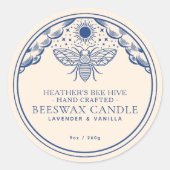 Blauw Bewerkbaar Witchy Tarot Honingbij Kaars Labe Ronde Sticker (Voorkant)