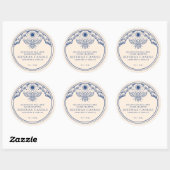 Blauw Bewerkbaar Witchy Tarot Honingbij Kaars Labe Ronde Sticker (Vel)