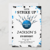 Blauw bewerkbare bowling uitnodiging (Voorkant)