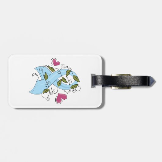 Blauw bewustzijn Ribbon Bagagelabel (Achterkant horizontaal)