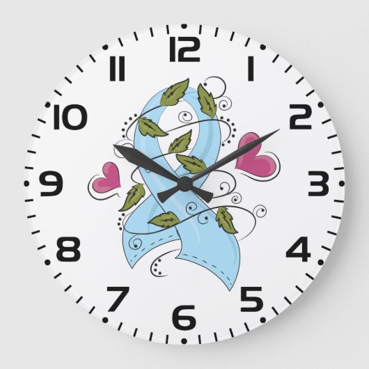 Blauw bewustzijn Ribbon Grote Klok (Voorkant)