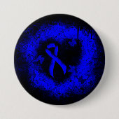Blauw bewustzijn Ribbon Grunge Heart Ronde Button 7,6 Cm (Voorkant)