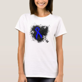 Blauw bewustzijn Ribbon Grunge Heart T-shirt