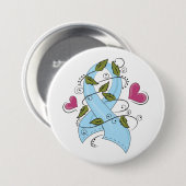 Blauw bewustzijn Ribbon Ronde Button 7,6 Cm (Voorkant /achterkant)