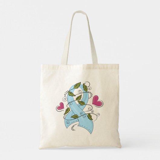 Blauw bewustzijn Ribbon Tote Bag (Achterkant)