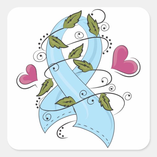 Blauw bewustzijn Ribbon Vierkante Sticker (Voorkant)