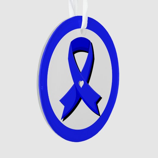 Blauw bewustzijn Wit hart lint Ornament (voorkant)