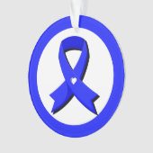 Blauw bewustzijn Wit hart lint Ornament (voorkant)