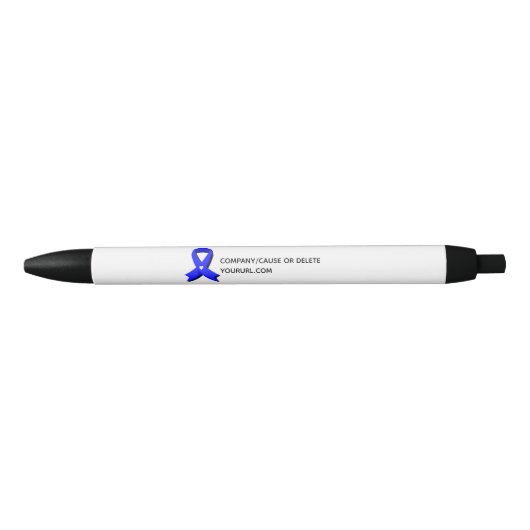 Blauw Bewustzijnslint Witte Hart Fundraiser Zwarte Inkt Pen (Voorkant)