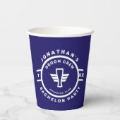 Blauw Bier Badge Verlovingsfeest Papieren Bekers (Achterkant)