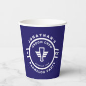 Blauw Bier Badge Verlovingsfeest Papieren Bekers (Voorkant)