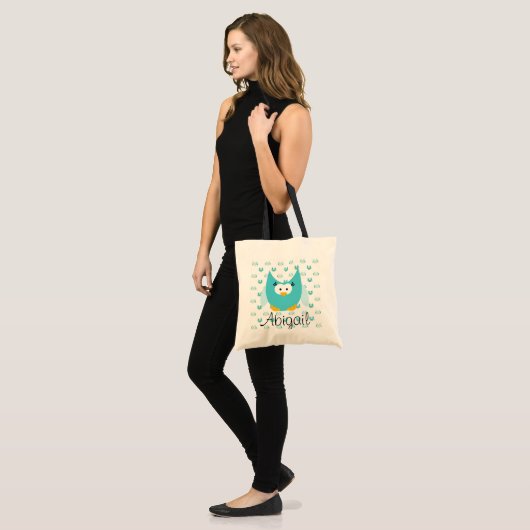 Blauw bij het Blauwe Uil Gepersonaliseerde Canvas Tote Bag (Voorkant (model))